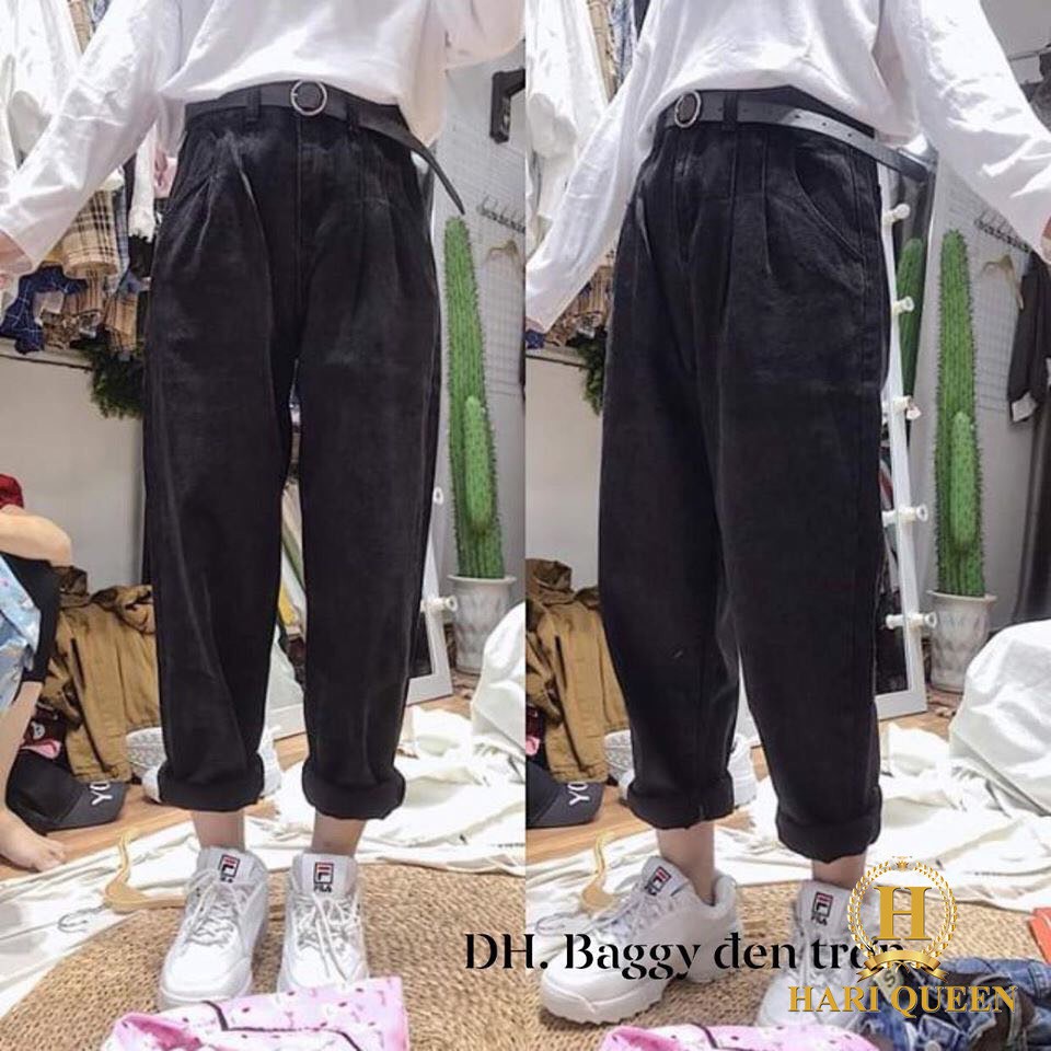 Quần baggy bò đen trơn dho0420