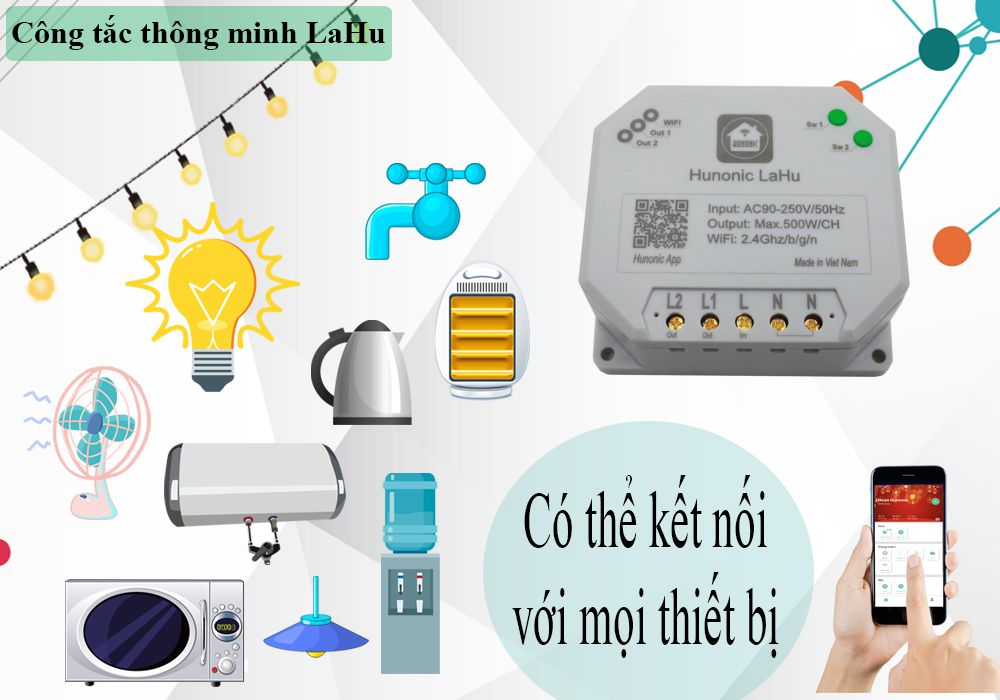 Công Tắc Wifi Thông Minh Hunonic Lahu Công Tắc Điều Khiển Hẹn Giờ Công Suất Lên Đến 4000w