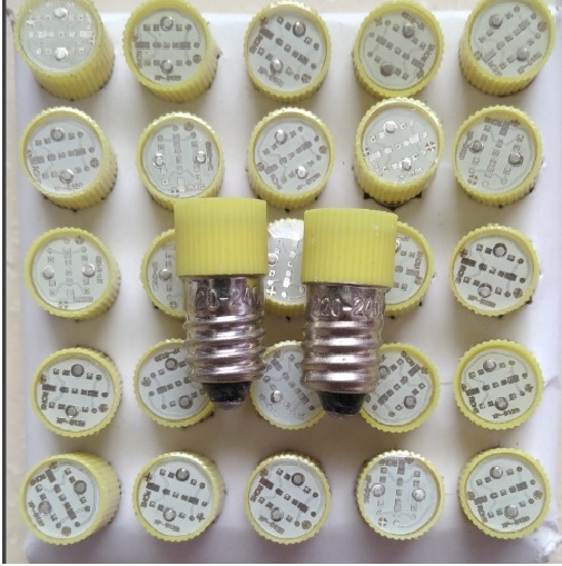Bóng led 220vac đuôi xoáy 10mm e10 ánh sáng vàng