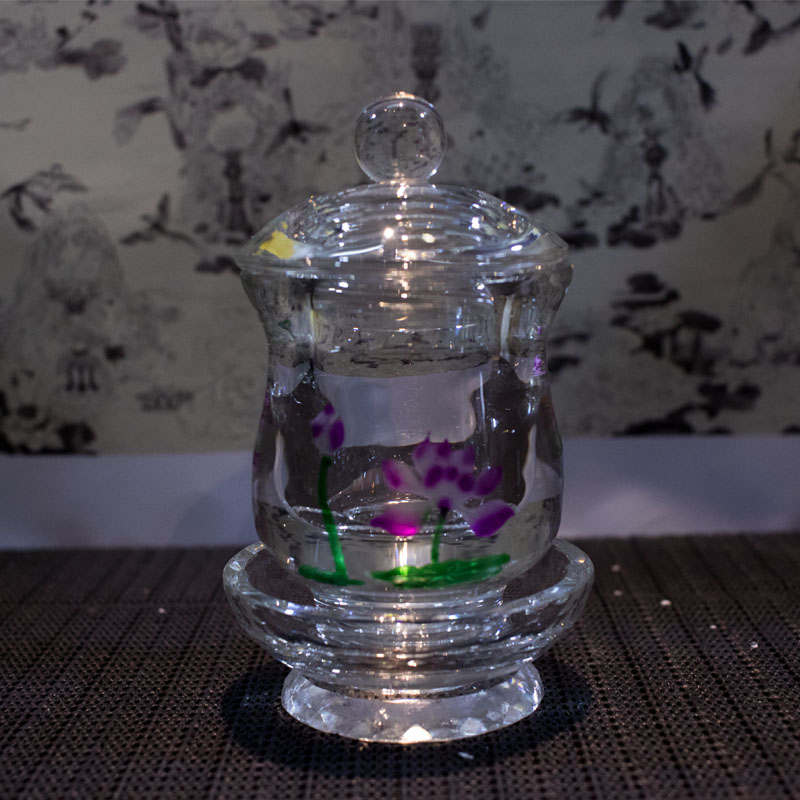 Ly nước đại bi thủy pha lê cúng phật 15 cm