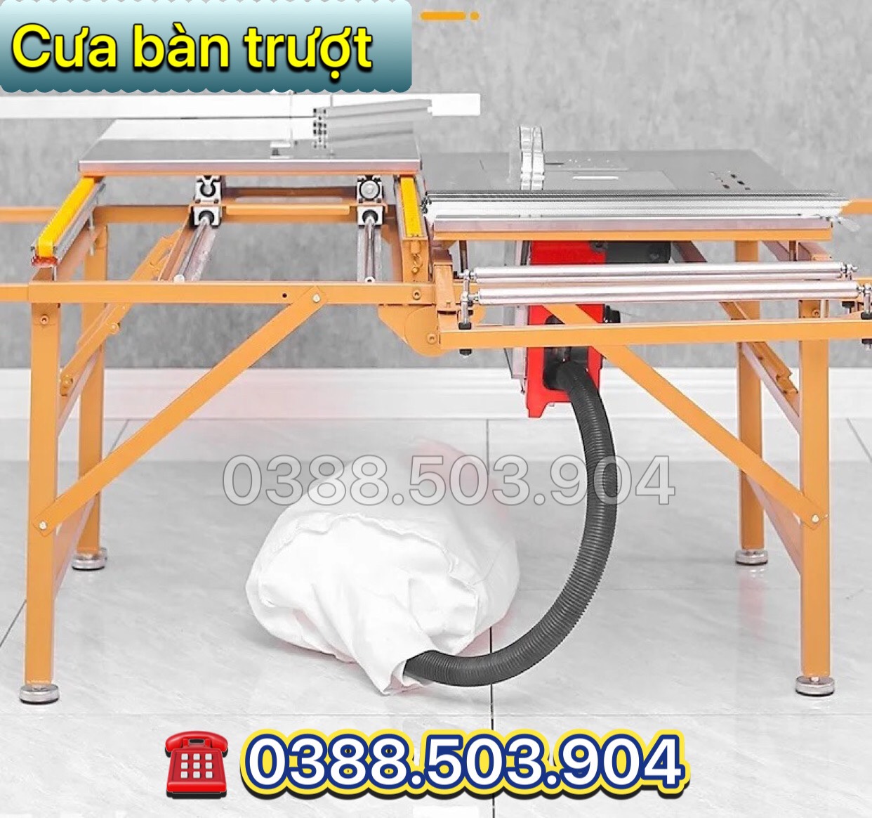 Cưa bàn trượt mini 2 lưỡi, có gắn máy hút bụi