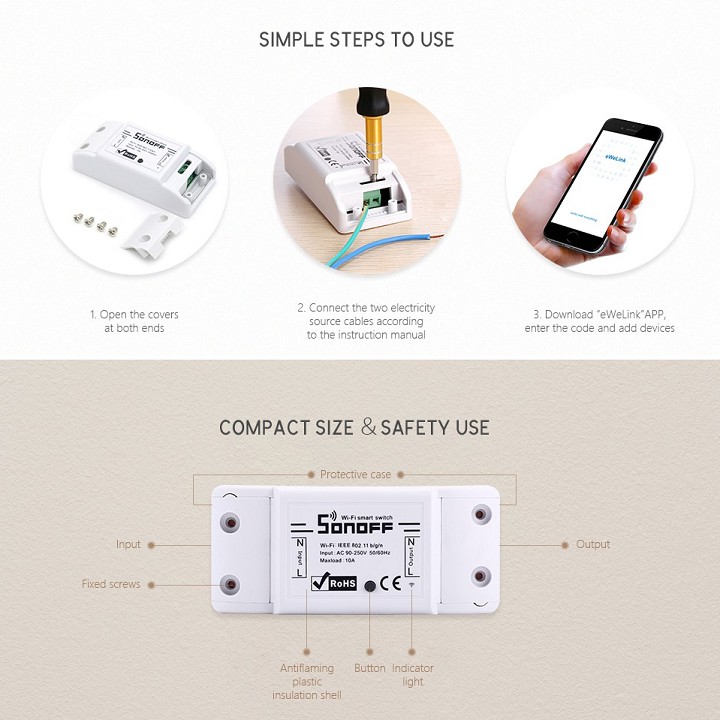 Công Tắc Wifi Hẹn Giờ Sonoff Basic Không Dây