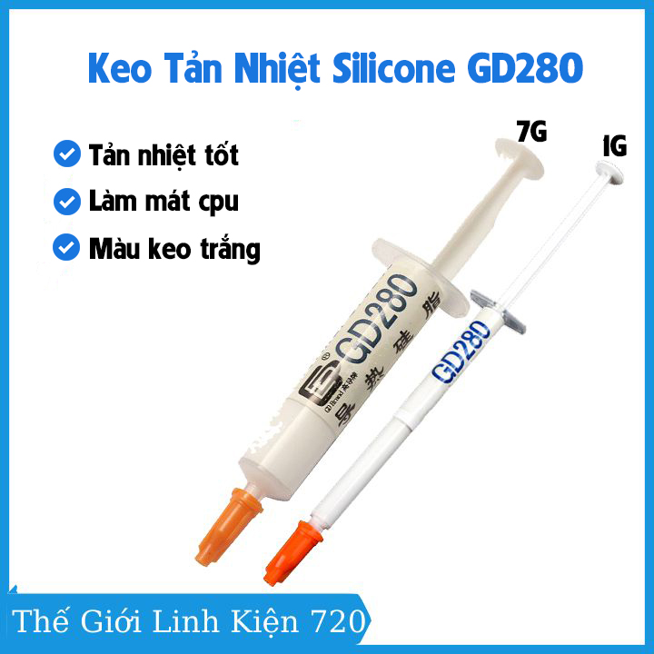 Xilanh keo tản nhiệt cpu GD280 màu trắng, keo silicone dẫn nhiệt, tản nhiệt, làm mát cpu cho máy tính, laptop