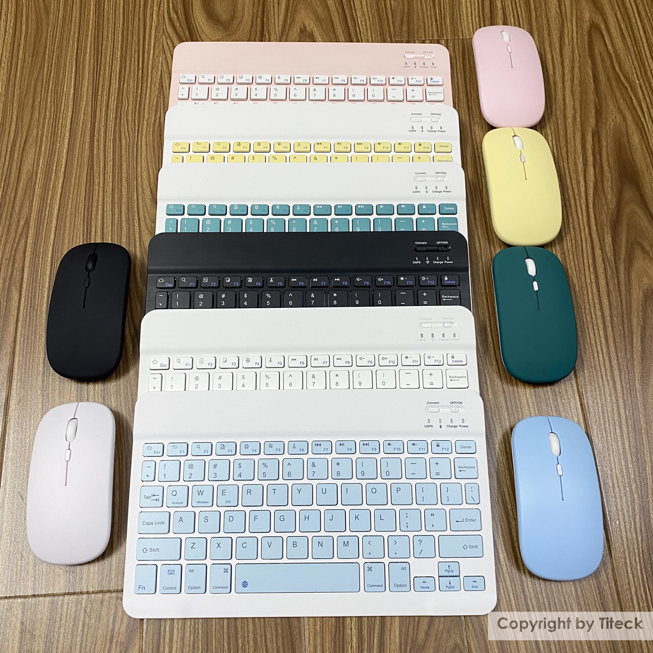 Bộ bàn phím bluetooth và chuột không dây 2 chế độ sạc điện kết nối điện thoại, máy tính bảng, laptop nhiều màu