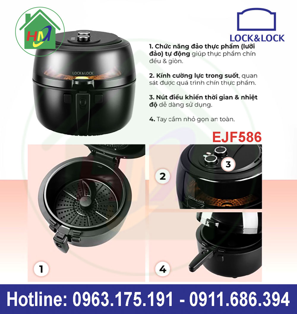 Nồi Chiên Không Dầu Lock & Lock 6.5L EJF586