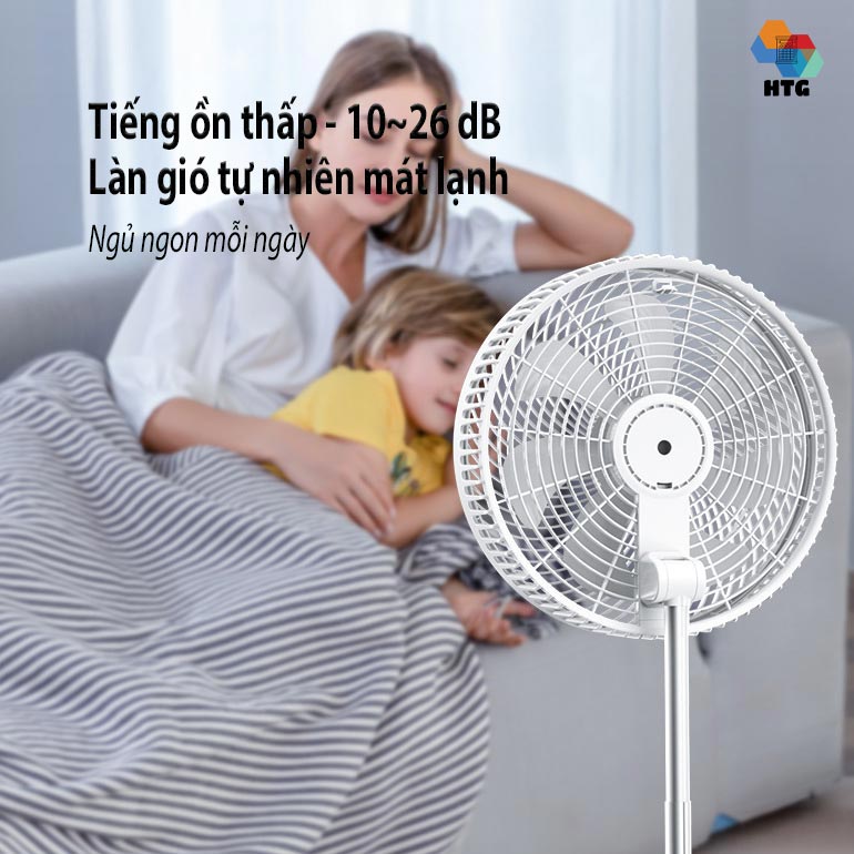 Quạt điện gia đình không dây gấp gọn đa năng,siêu mát, có hẹn giờ, 8 cấp độ gió, có remote HTGP30