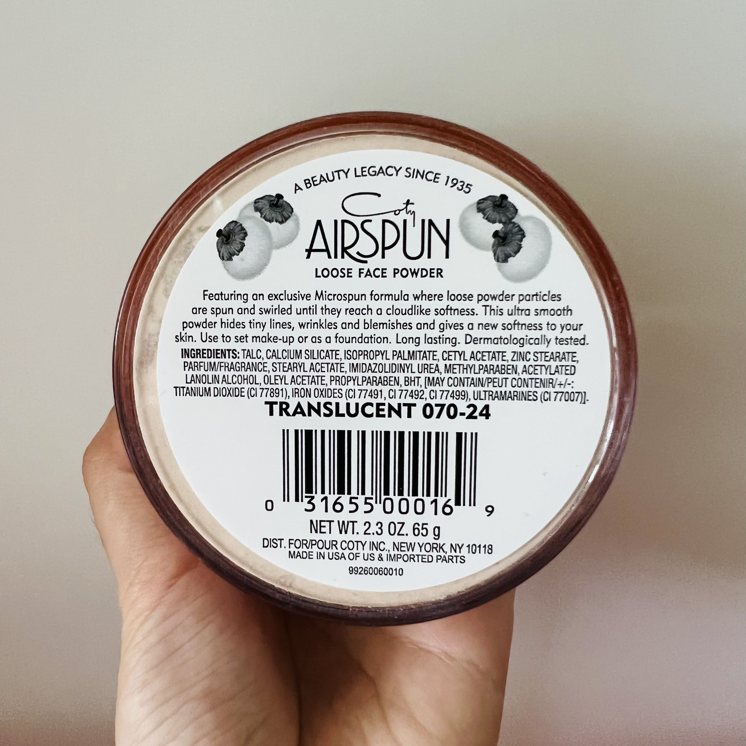 [HCM]Phấn Phủ Coty Airspun Face Powder Translucent 65g (Bill Mỹ)
