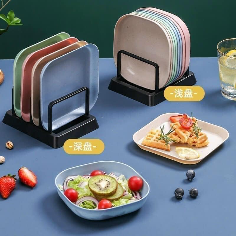 SET 8 ĐĨA VUÔNG LÀM TỪ LÚA MẠCH NHIỀU MÀU