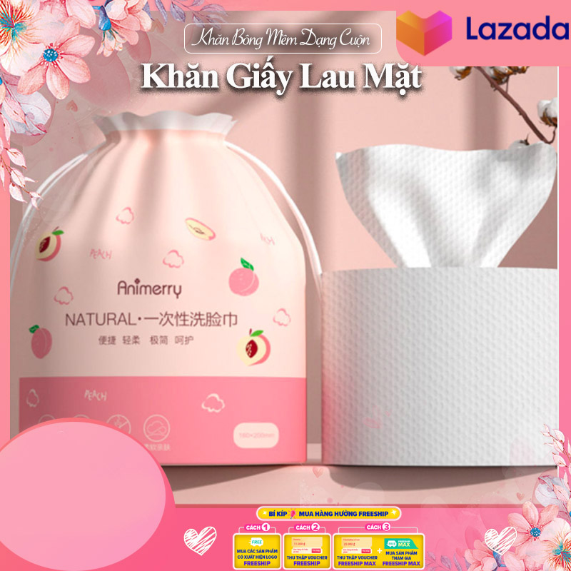 [HOT] Khăn Lau Mặt Dùng 1 Lần Cotton Cao Cấp ANIMERRY | Khăn tẩy trang Animerry | Khăn Mặt Khô Animerry Hình Trái Đào 1 Lần Lau Khô Lau Ướt - Giấy Lau Mặt Dùng 1 lần