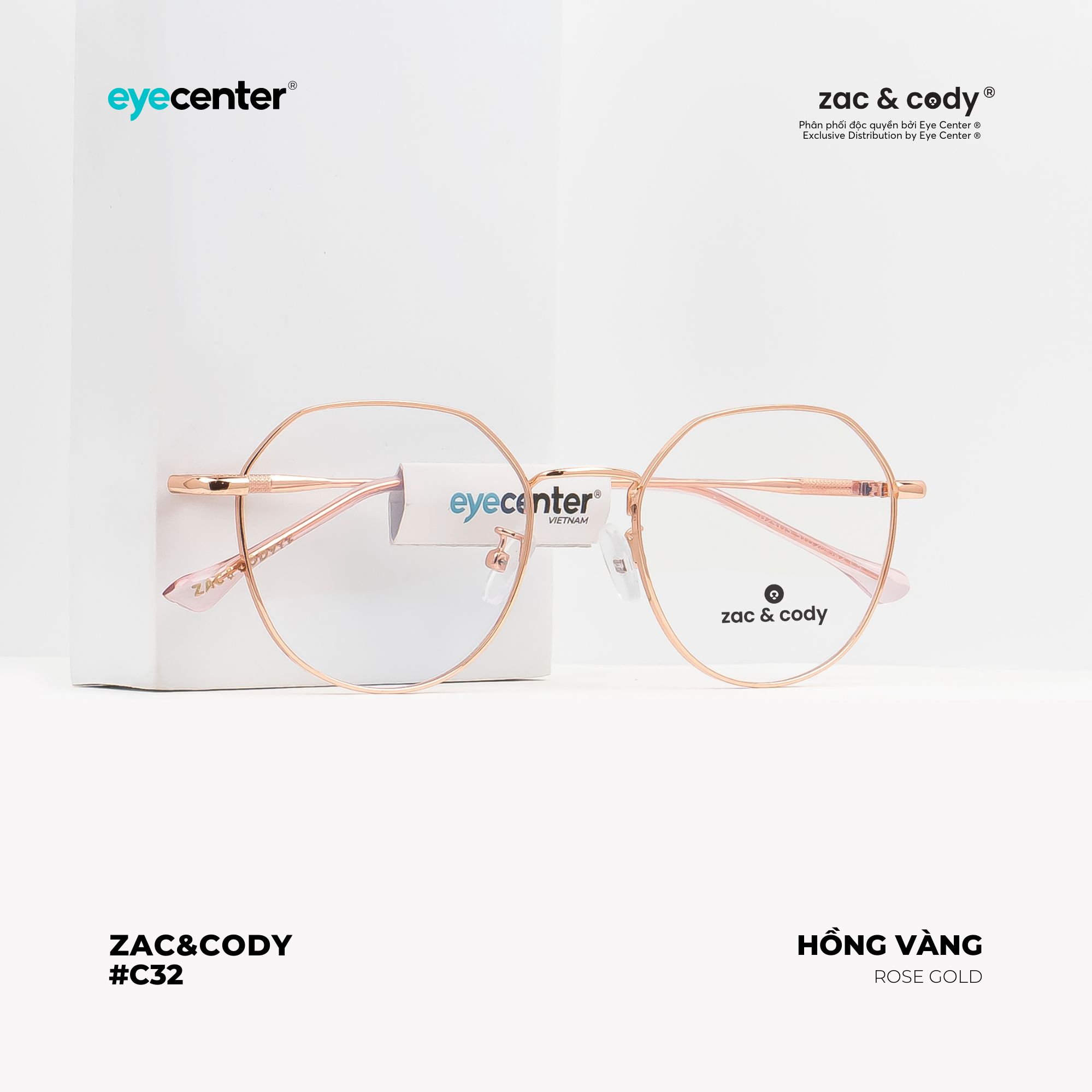 Gọng kính cận nam nữ chính hãng ZAC & CODY C32 kim loại chống gỉ cao cấp Hàn Quốc nhập khẩu by Eye Center Vietnam