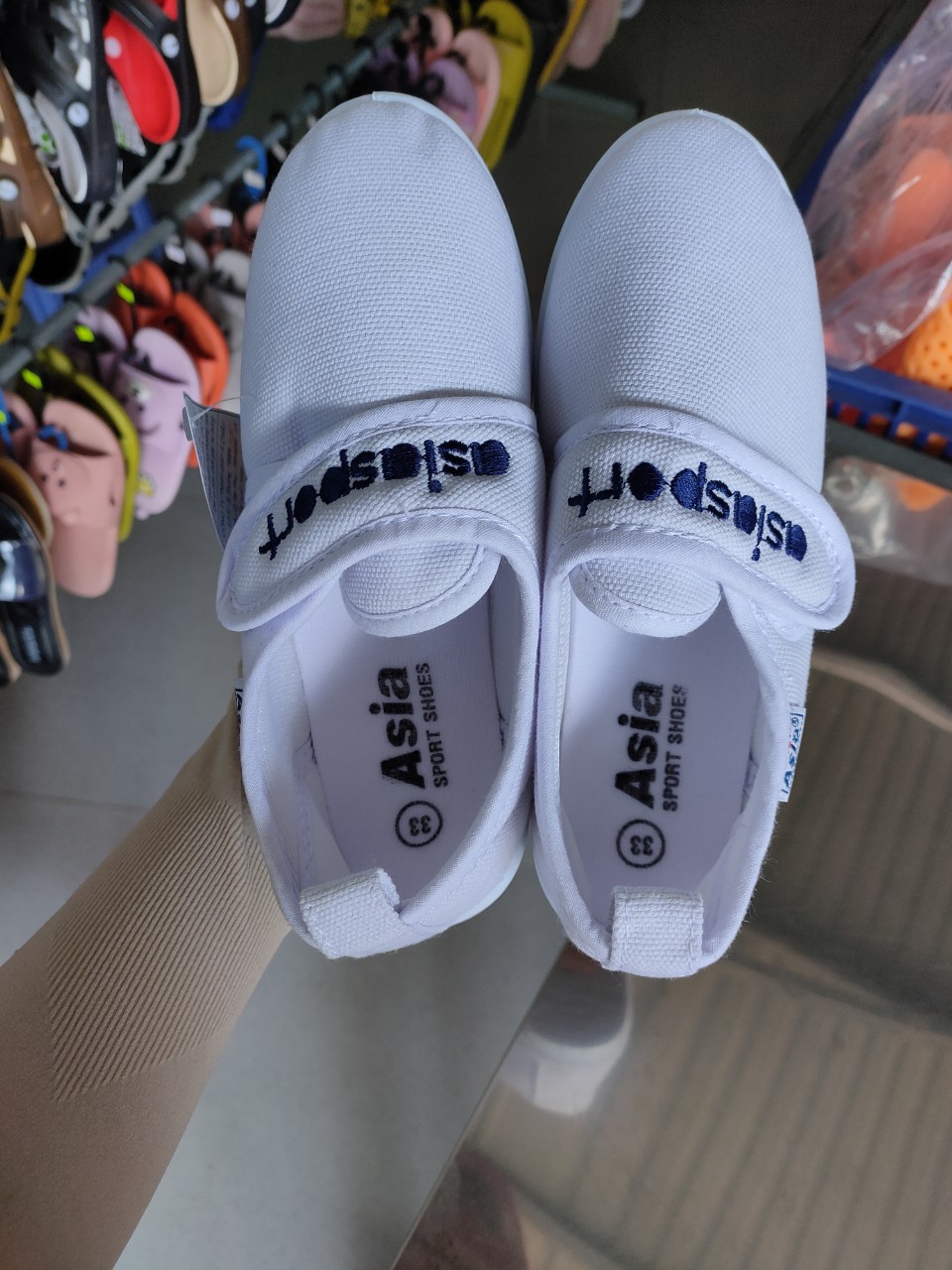 Giày Bata ASIA vải dán trắng bé trai/gái size 30-40