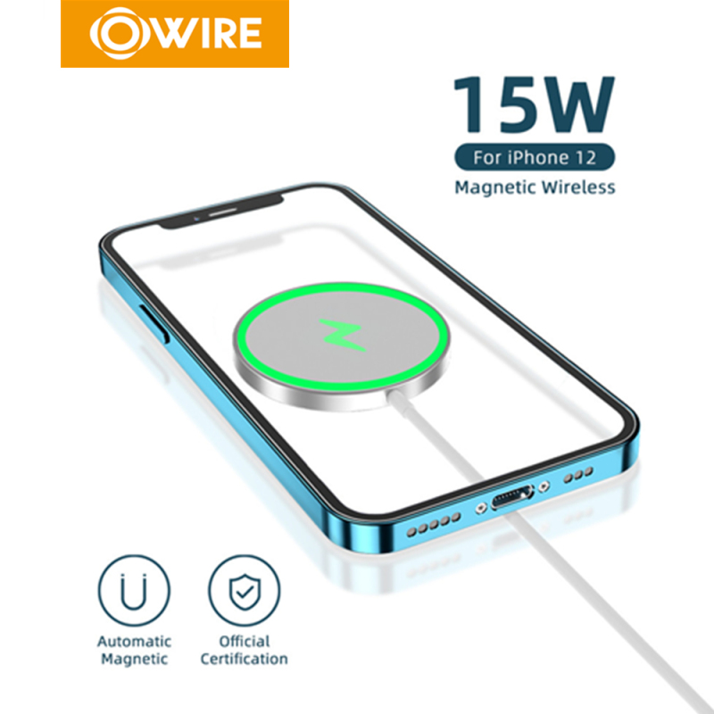Bộ sạc không dây nhanh OWIRE C05 Magsafe cho iPhone 12 Pro Max với lực hút từ tính Bộ sạc 15 Watts cho Samsung Xiaomi Huaweii Huawei