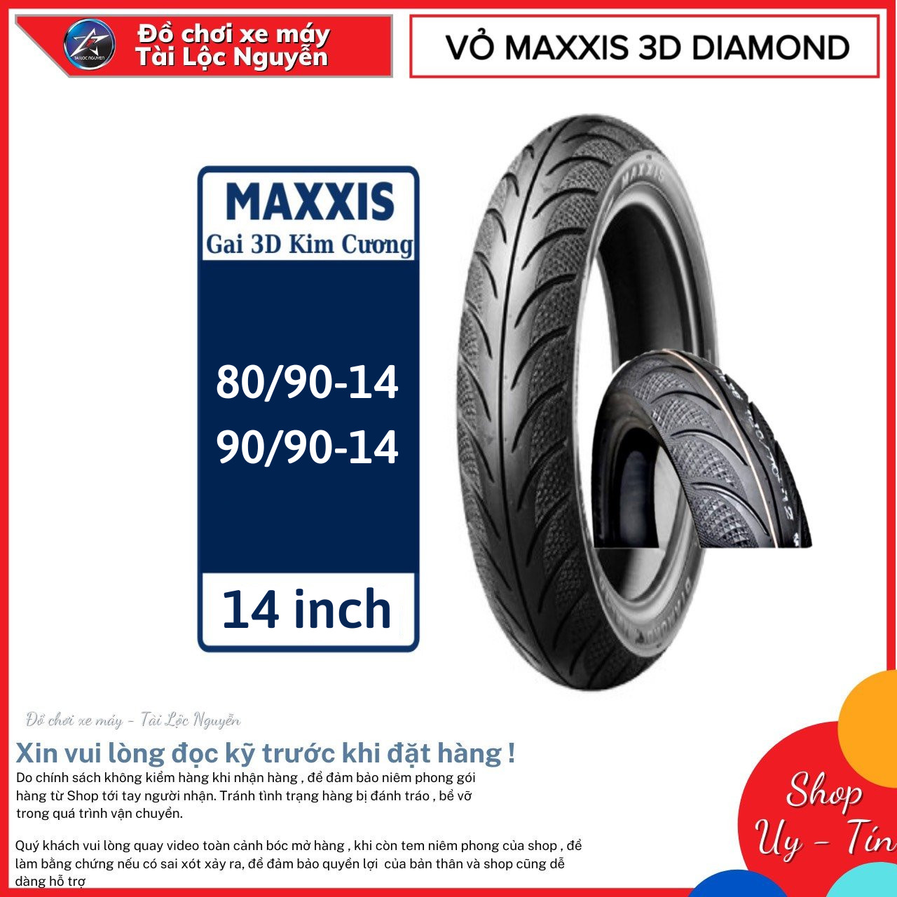 Vỏ maxxis 3d kim cương 80/90-14 và 90/90-14 xe ga 14inchs