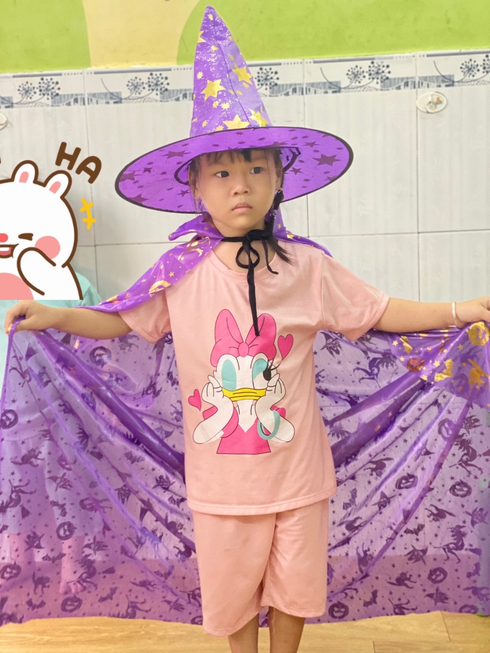 SET ÁO CHOÀNG PHÙ THUỶ HALLOWEEN + NÓN  80CM - 120CM (HÌNH THẬT)