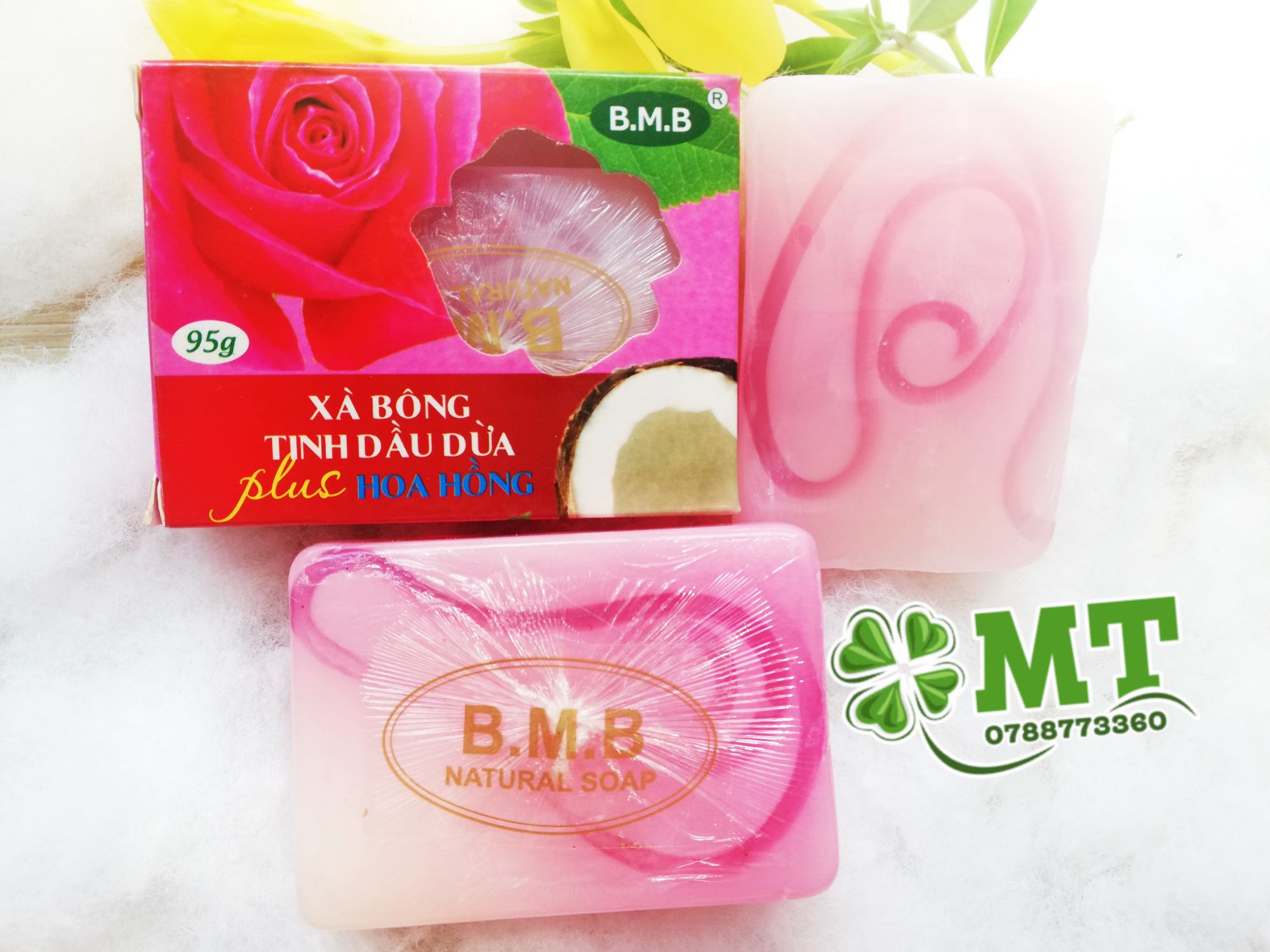 Xà bông tinh dầu dừa hoa hồng ( 1 cục 95g)