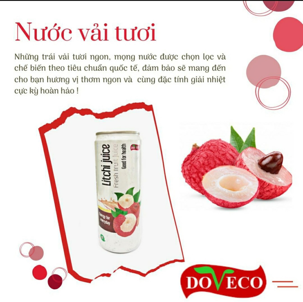 [HCM]Nước Vải đóng lon Doveco 330ml