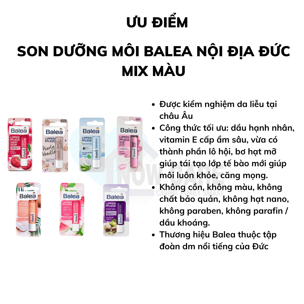 Son dưỡng môi Balea nội địa Đức mix màu