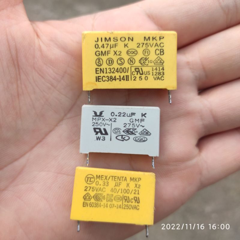Bộ 10 chiếc tụ 0,22uF 0,33uF 0,47uF 275VAC, tháo máy