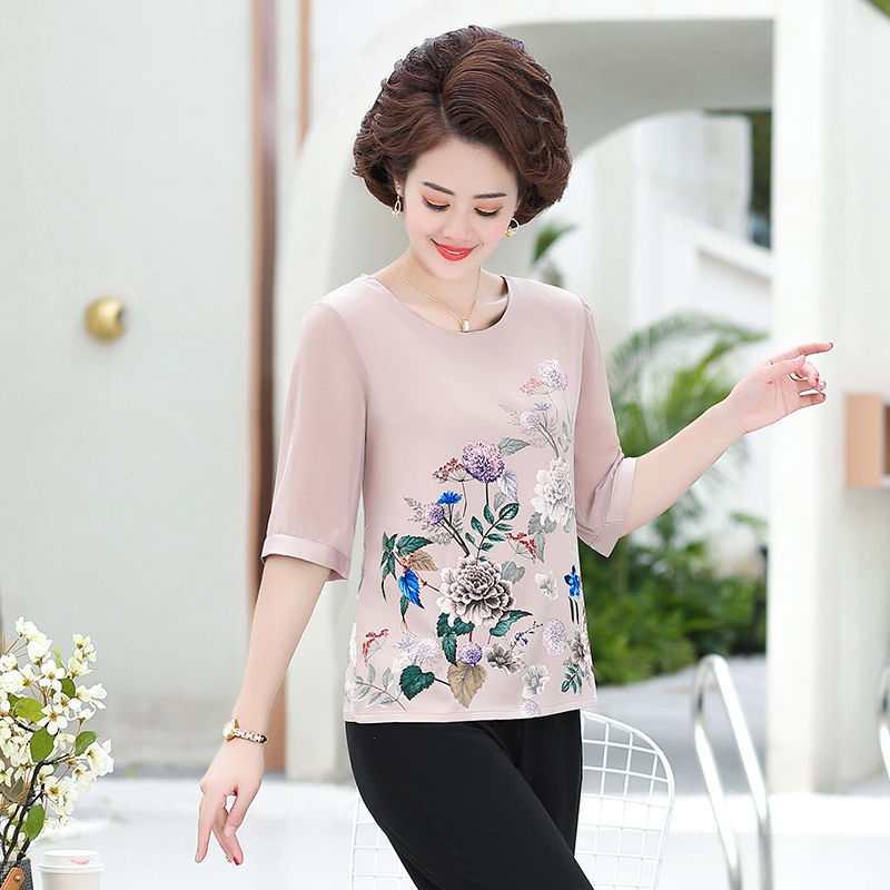 Áo sơ mi nữ trung niên - sơ mi hoa lụa