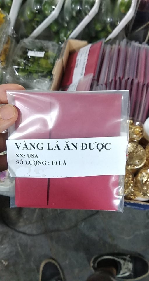 Vàng lá ăn được dùng để dát bò,trang trí 24k túi 10 lá