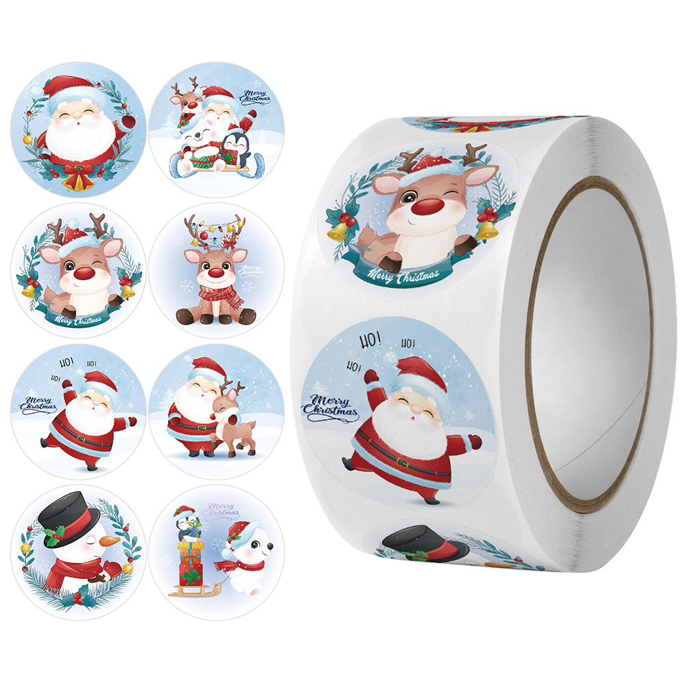 Cuộn 500 tem Sticker Hình  Noel dễ thương  - 2.5cm