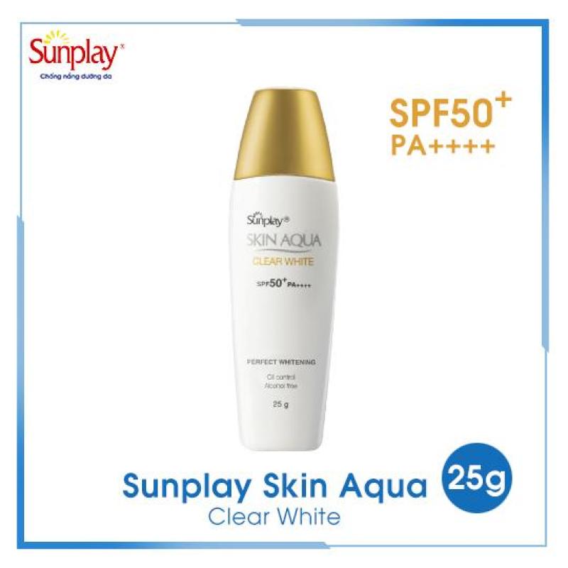 Sữa chống nắng hằng ngày dưỡng trắng Sunplay Skin Aqua Clear White SPF 50+ PA++++ 25g + Tặng Sữa chống nắng Skin Aqua 5g nhập khẩu
