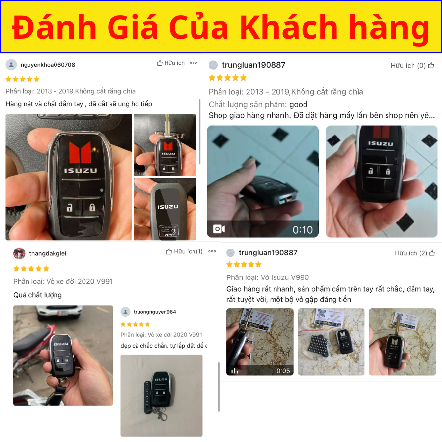 Vỏ nâng cấp chìa Khóa xe Isuzu Dmax, Mux V990 V991