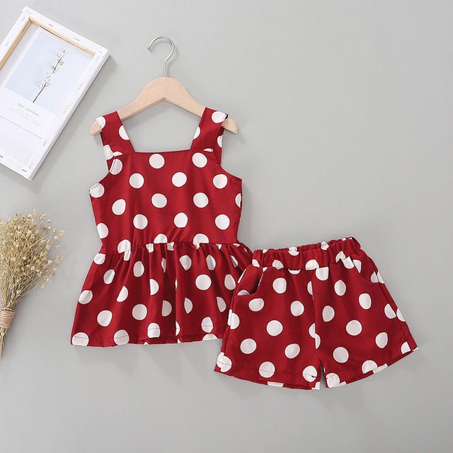 Set Đồ Chấm Bi Sát Nách Nhiều Màu Cho Bé Gái (N00754)