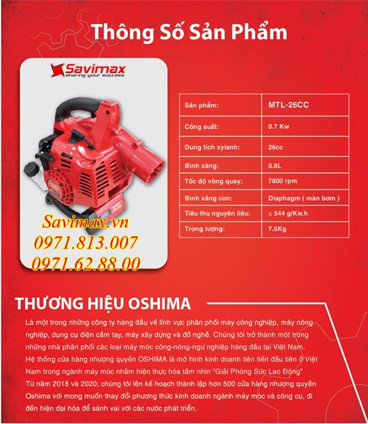 Máy thối lá hàng OSHIMA dung tích 26cc