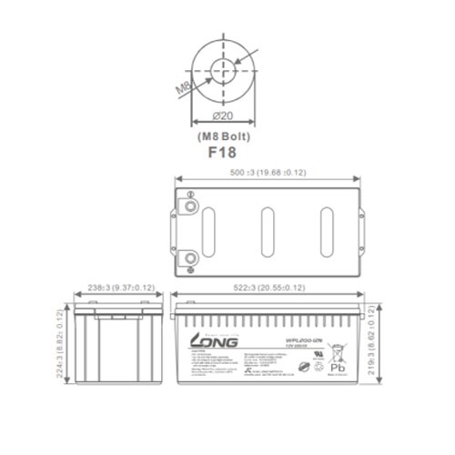 Ắc Quy LONG 12V-200Ah WPL200-12N - (PDC-TECH)