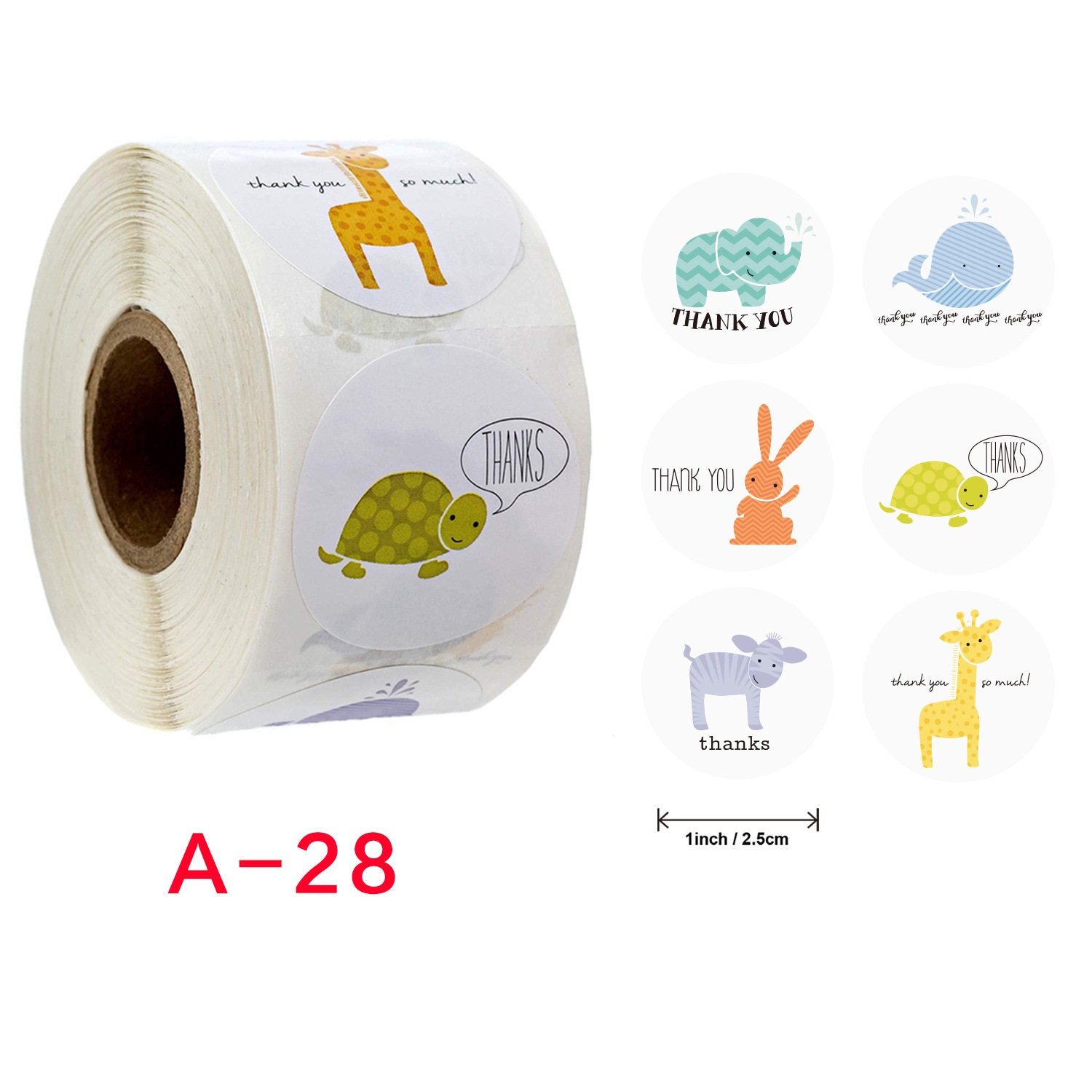 Cuộn 500 Sticker Dán Họa Tiết Thank You Nhiều Mẫu