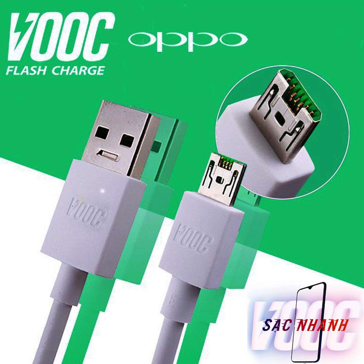 Cáp sạc nhanh vooc oppo f11/ f11 pro - micro-usb 7 pin
