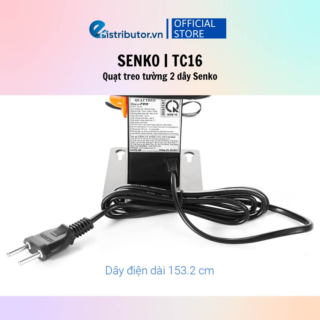 Quạt Treo Tường 2 Dây Senko TC16