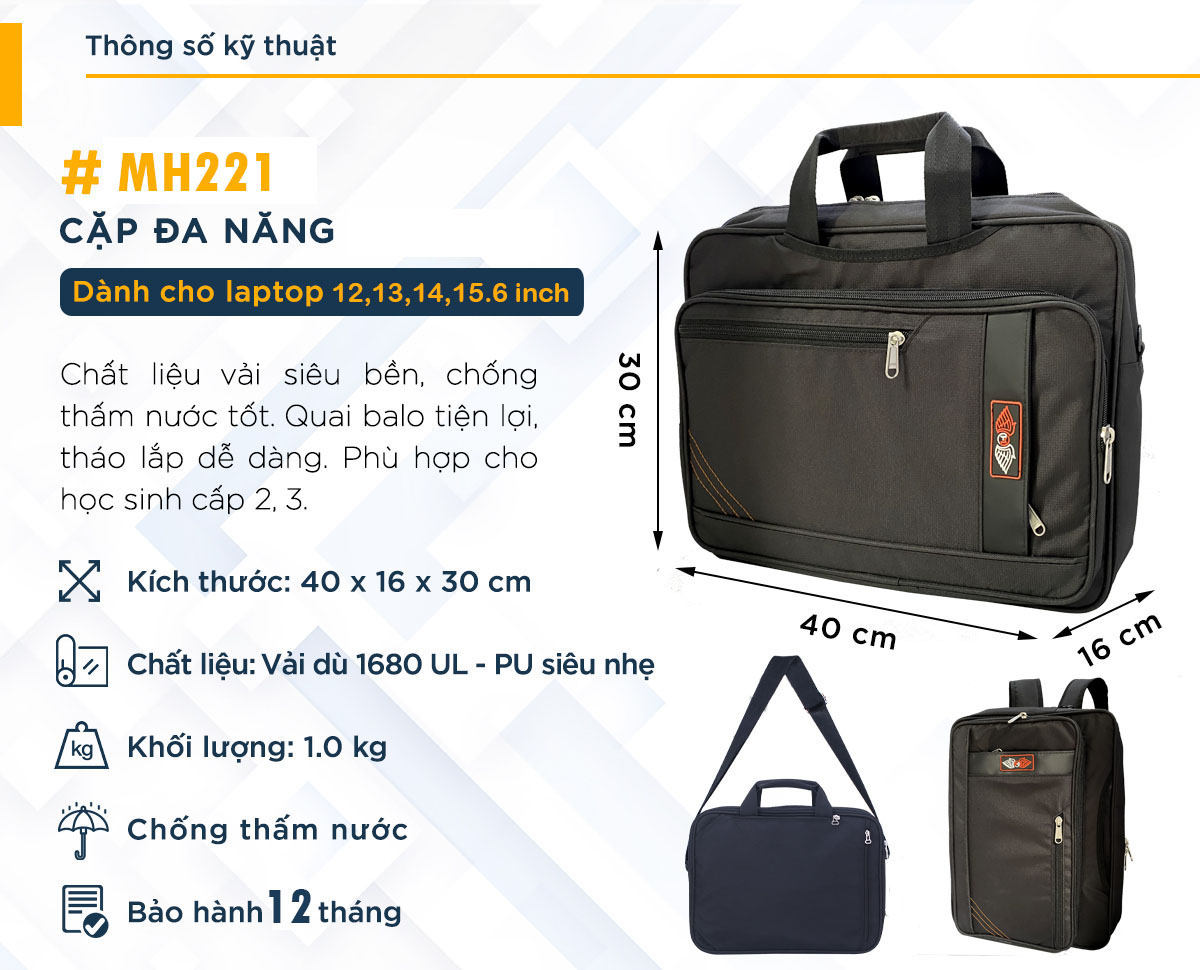 Căp Đa Năng, Cặp Đen, Cặp Học Sinh Cấp 2 Nhiều Ngăn
