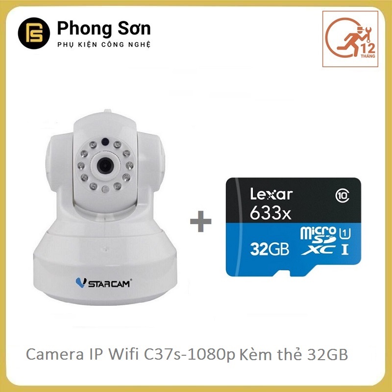 Camera wifi IP Vstarcam C37s Full HD 1080P (Tặng thẻ 32GB)