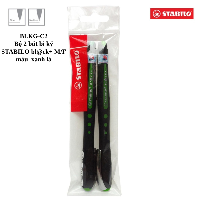 Combo bộ 2 bút bi ký stabilo bl@ck nét 0.7/1mm blk