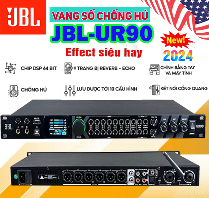 Vang số jbl ur90 mới hay nhất 2024 , vang số karaoke 4 cấp độ chống hú rít feedback , chip xử lý kép digital spd 64 bit .hiệu ứng echo / reverb cực sáng mượt mà, 3 phân đoạn lọc eq ,tích hợp chỉnh cơ , máy tính, kết nối , bluetooth, usb, av, cổng quang,