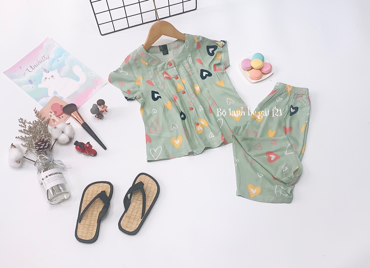 Bộ lững cổ tròn cho bé chất tole lanh VNXK