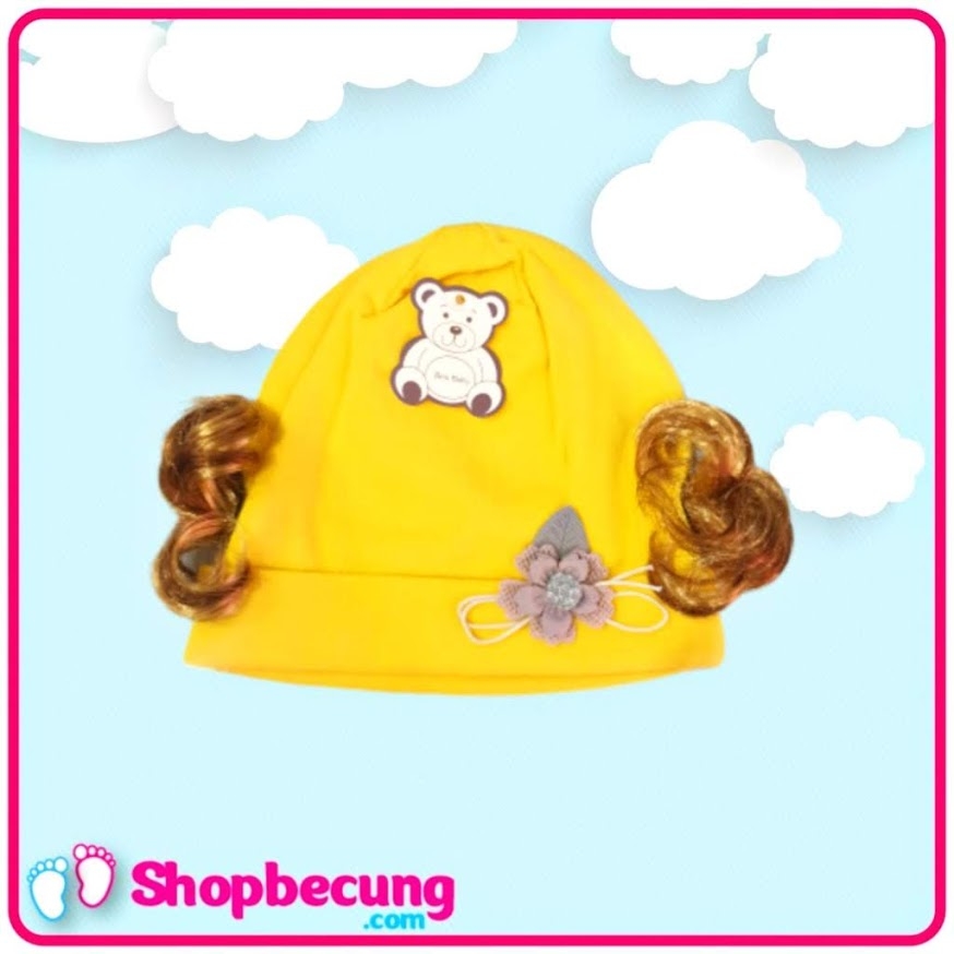 [HCM]Nón Cotton Tóc Giả Cho Bé Gái