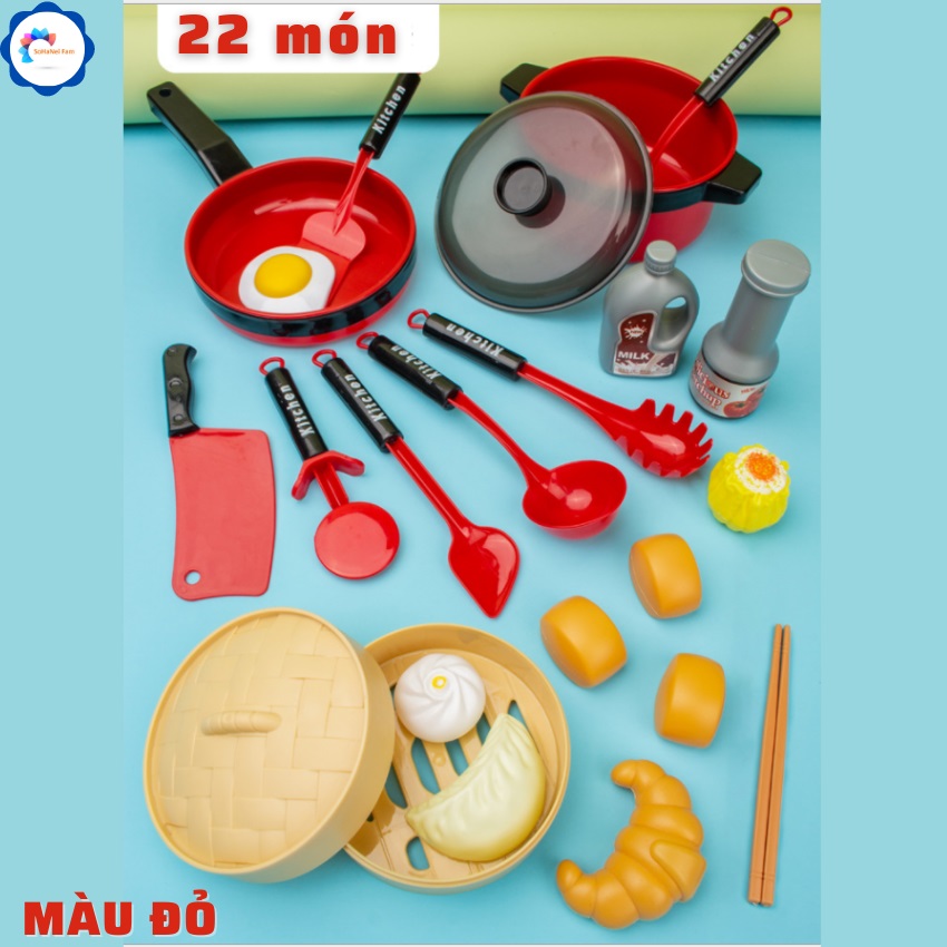 Đồ Chơi Nhà Bếp Nấu Ăn 22 Món Cho Bé -SOHANEI FAM -Hình Dáng Sinh Động, Màu Sắc Chân Thật Tựa Như Một Gian Bếp Xinh Xắn Thực Thụ