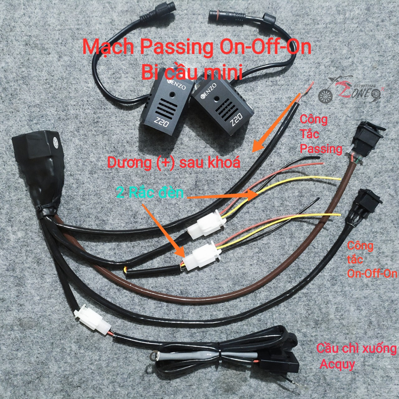 Mạch Passing- On/Off/On trợ sáng Bi cầu mini - Dùng cho tất cả loại xe