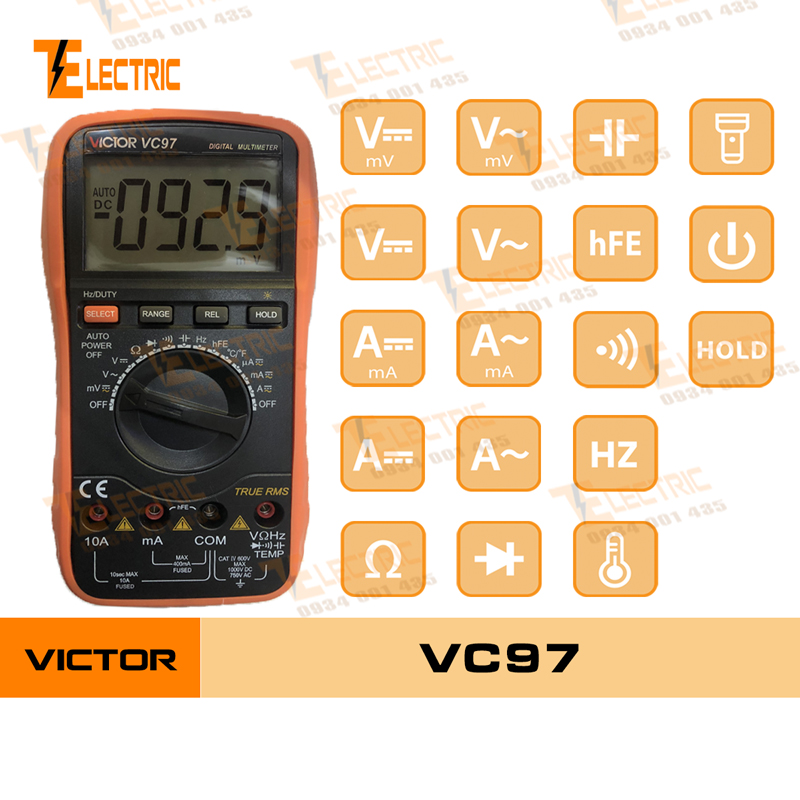 Victor vc - 97 đồng hồ đo điện áp, điện trở, dòng điện, đo tụ, tần số victor vc97