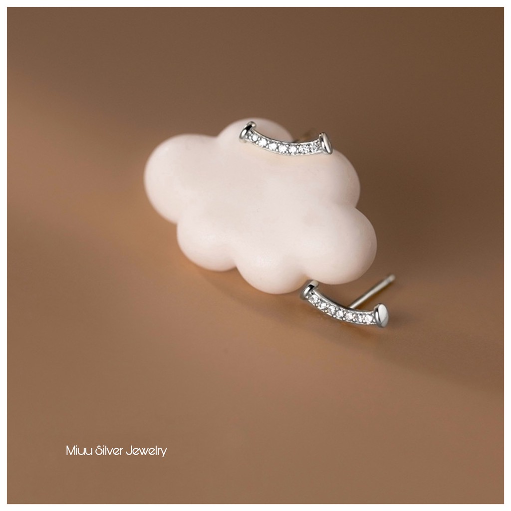 Bông tai bạc Miuu Silver nữ nhỏ đính đá Smile