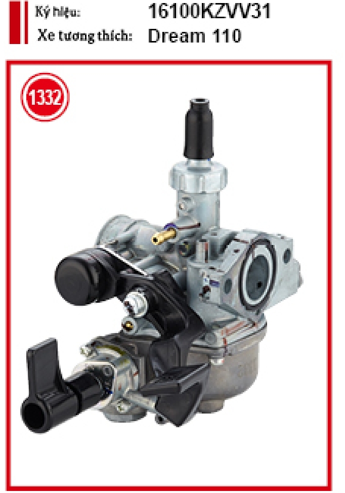Bộ chế hòa khí, bình xăng con xe dream 110 chính hãng se