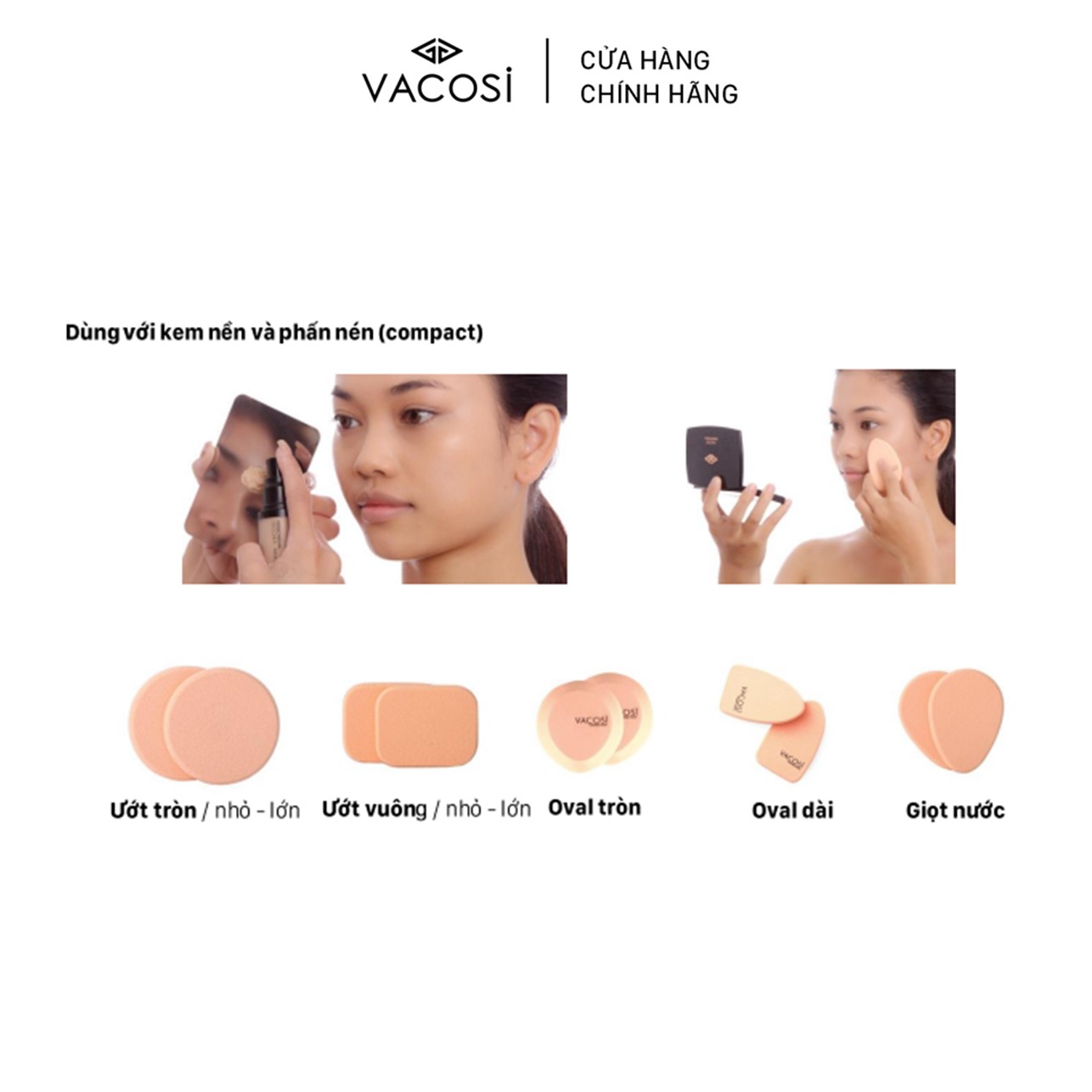 Bông phấn tròn lớn Vacosi