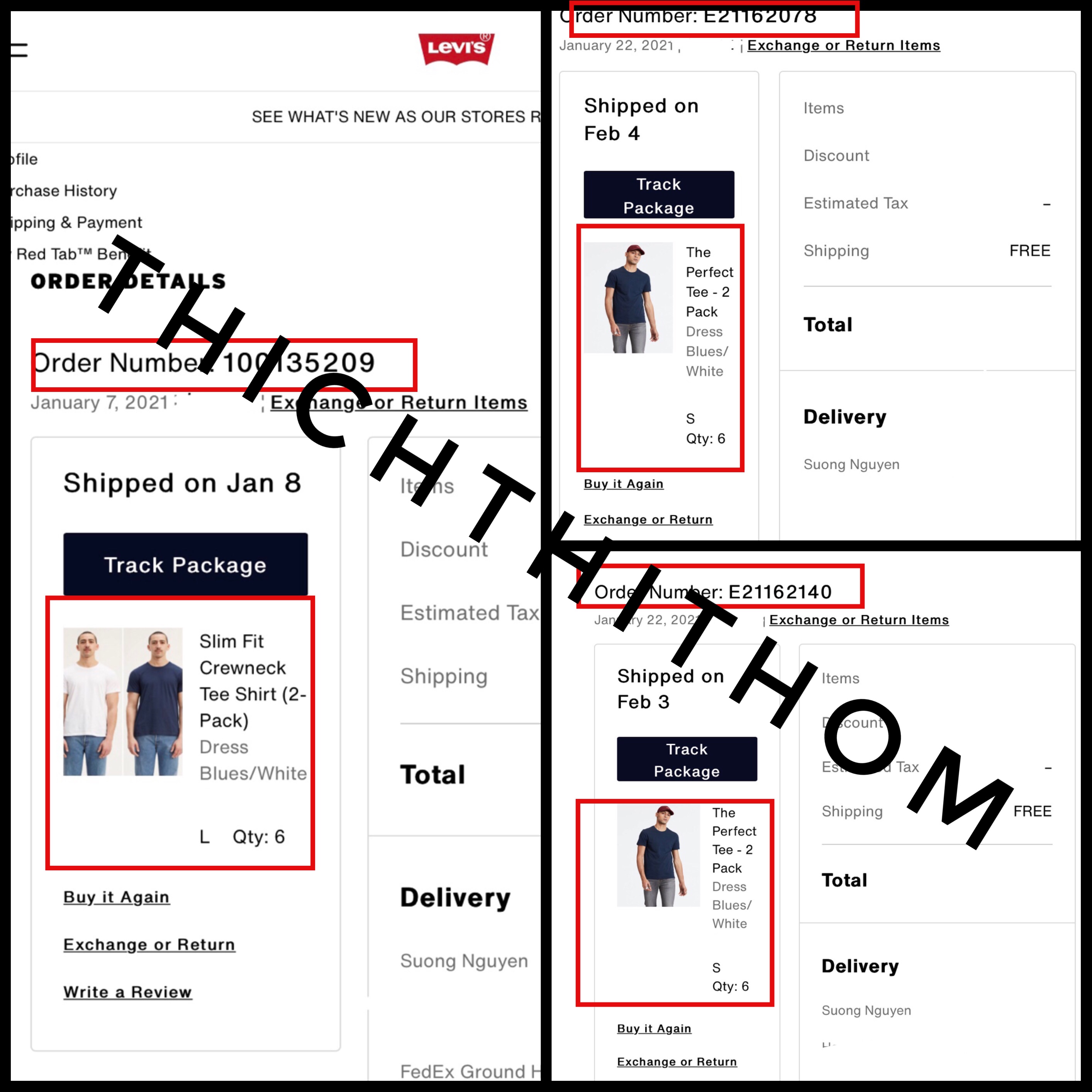 [CÓ BILL MUA TẠI LEVI'S MỸ] Set 2 Áo Thun Levi's Nam Chính Hãng