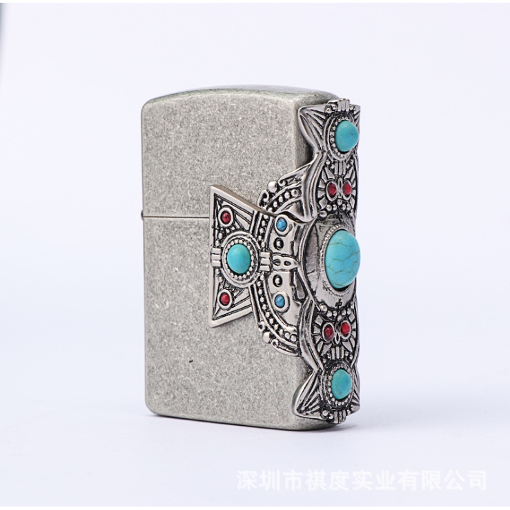 Emblem dán bật lửa Zippo hoa văn ngọc Ấn Độ