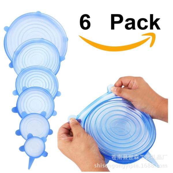 Bộ 6 Nắp Silicone Bọc Thực Phẩm, Chịu Nhiệt Tốt, Chống Mài Mòn, Thiết Kế Độc Đáo Tiện Lợi, Dễ Dàng Sử Dụng