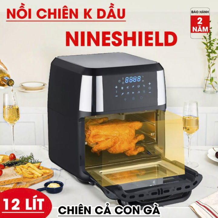 Nồi Chiên Không Dầu Venko Có Kính Dung Tích 10,5lít Công Suất 1700w - Nồi Chiên Cả Con Gà - Bếp Chiên Không Dầu - Air Fryer - Nồi Chiên Cỡ Đại