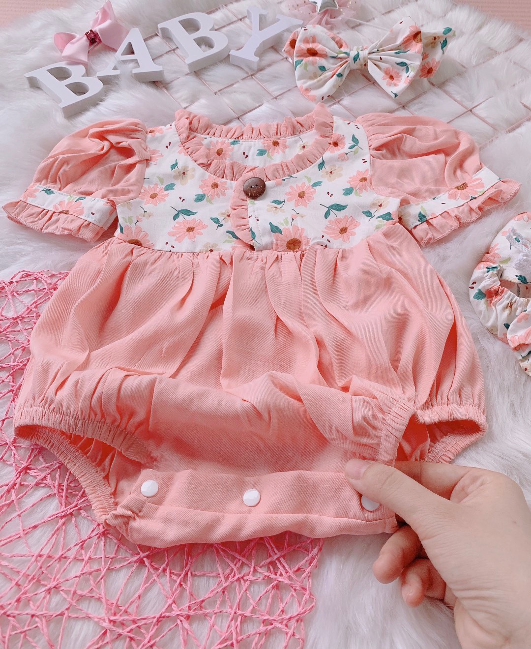 [ CÓ QUÀ TẶNG 🎁] Body áo liền quần cho bé đầy tháng, thôi nôi